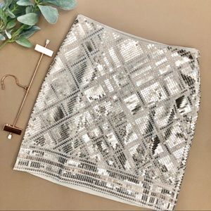 White House Black Market New Silver Sequin Pencil Skirt 2